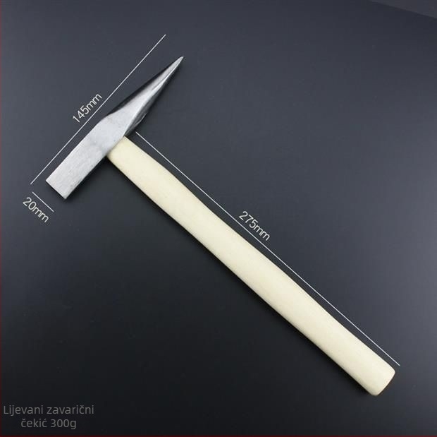 Čekić za zavarivanje s plosnom glavom — glava od ugljičnog čelika; drveni držač; težina 300 g / 500 g; Kai Cheng