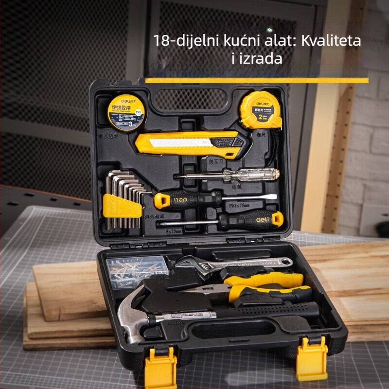 DL1018JT 18-dijelni set alata za održavanje u metalnoj kutiji, deli (Marka: deli; Materijal: Metal; Broj komada: 18; Standard: Set alata)