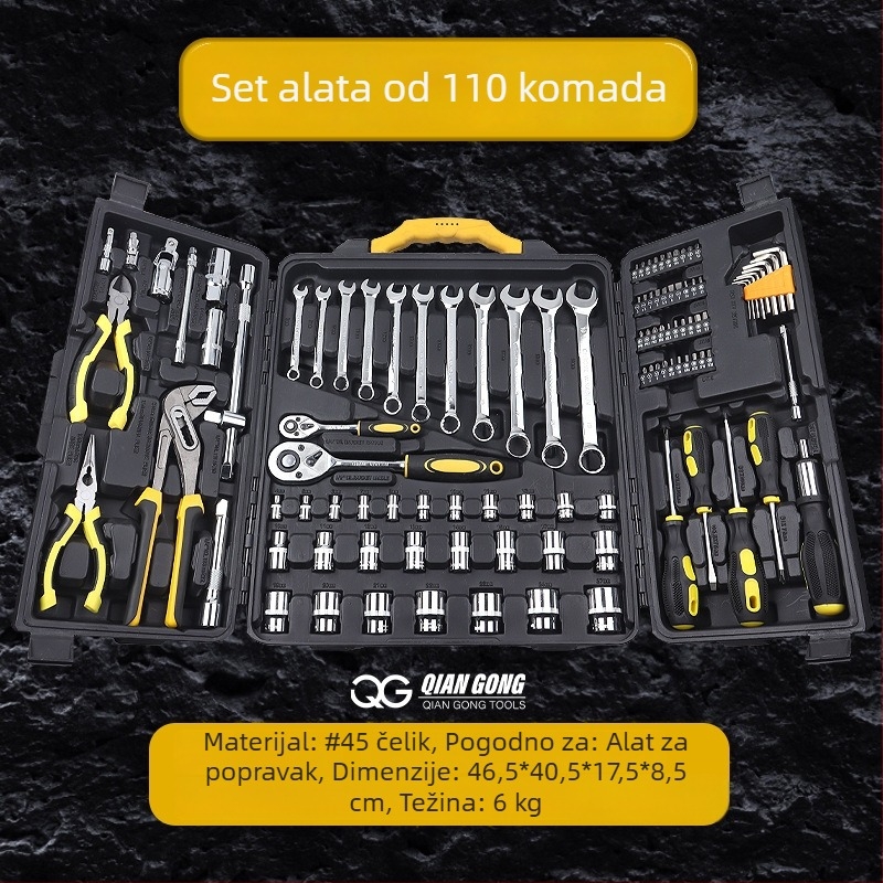 Set alata za auto popravak, 110 komada, kutija alata, materijal 35k, za kućnu upotrebu