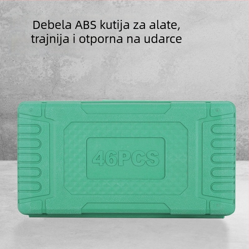 46-dijelni set rachet ključeva i nastavaka u kutiji, od cinkovog legura, za mehaničke i auto popravke