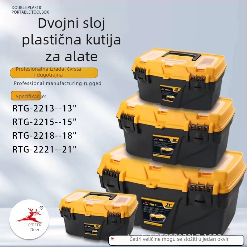 Flying Deer dvostruko slojevita plastična kutija za alate za popravke automobila i pohranu u vozilu