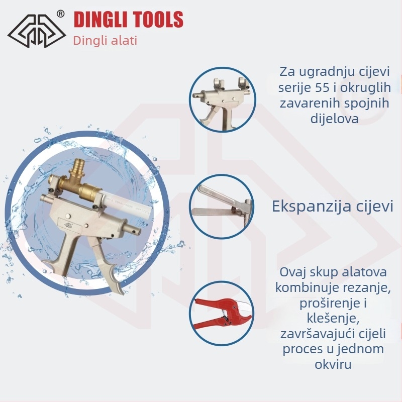 Klešta za klizno stezanje tipa ekser, proširivač cijevi, PERT cijev, ručni alat za klizno stezanje za ugradnju i održavanje