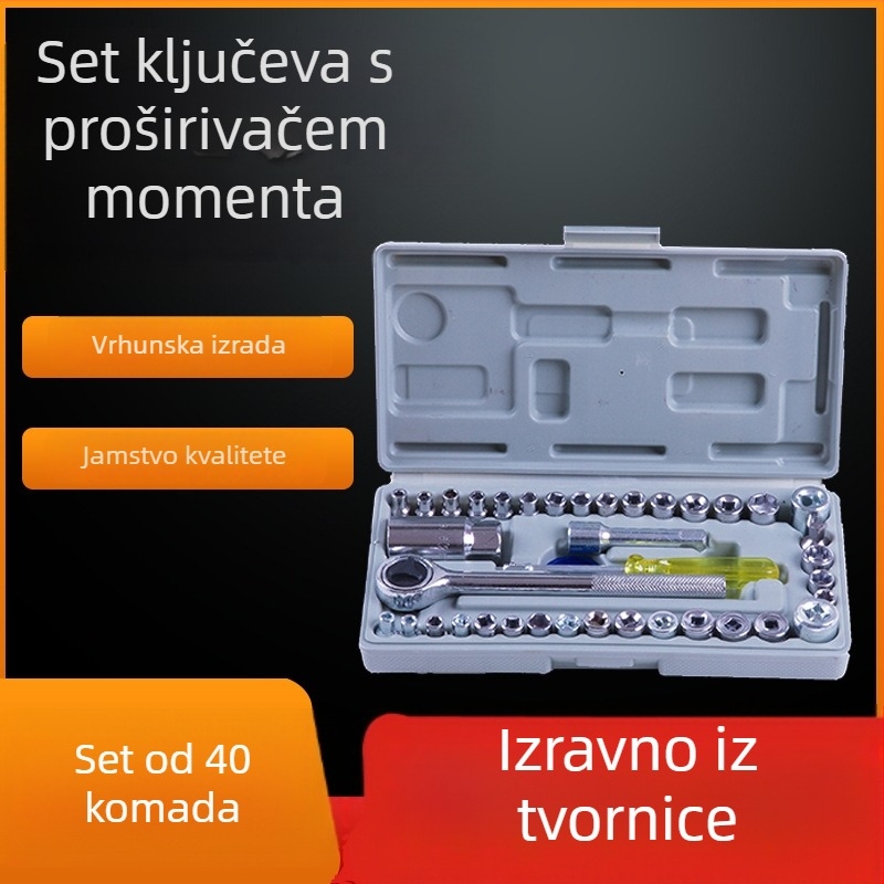 Set od 40 komada utičnih ključeva za popravak automobila i motocikla – visoko ugljični čelik, metrički/imperijalni standard, set alata za popravak