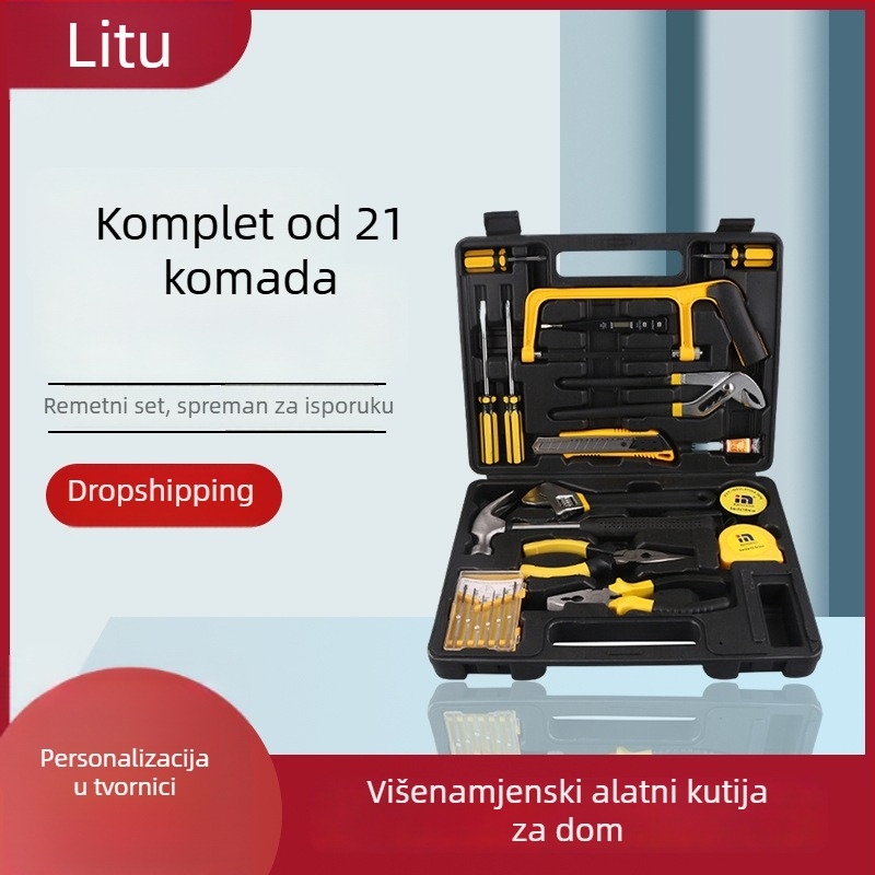 Rio Tinto 21-dijelni set alata od čelika s integriranom kutijom za električare, višenamjenski set ključeva i utora za kućnu uporabu