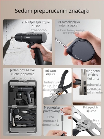 Električna bušilica u kutiji – set alata za kućne popravke, 11–20 dijelova, alati za demontažu