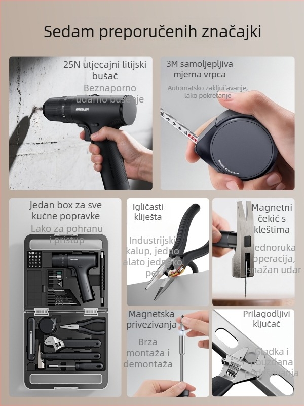 Električna bušilica u kutiji – set alata za kućne popravke, 11–20 dijelova, alati za demontažu