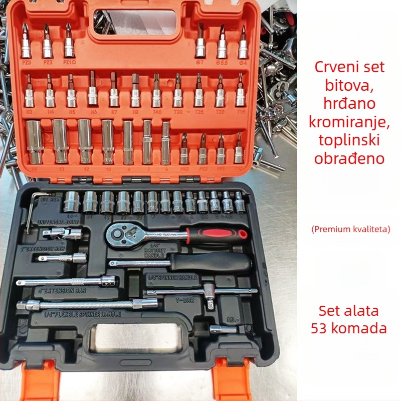 53-dijelni set utičnica s ratchetsom, od krom-vanadij čelika, s kromiranim premazom
