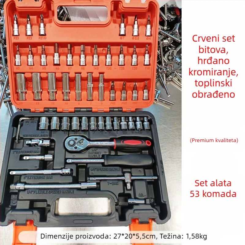 53-dijelni set utičnica s ratchetsom, od krom-vanadij čelika, s kromiranim premazom