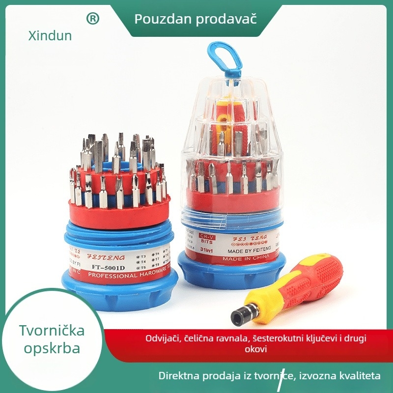 Višenamjenski set odvijača s bitovima Philips, plosnim, trokutnim i Torx za precizno održavanje