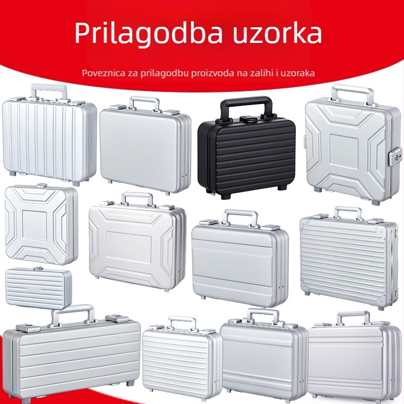 Prijenosna kutija za alate od aluminij-magnezijskog legura, unutarnja obloga s logom; višefunkcionalna kutija za alate, kozmetiku i pohranu