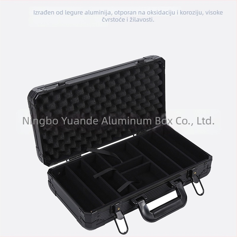 Nova prijenosna kutija za alat od aluminijske legure s zaobljenim kutovima i pregradama od MDF ploče