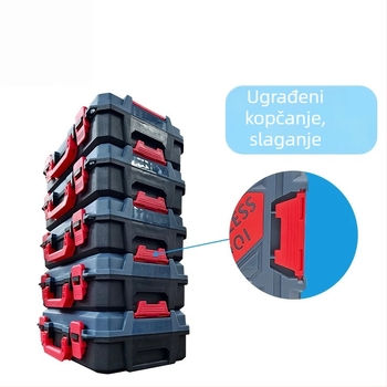 Plastična kutija za alate, velika kapaciteta, prijenosna, otporna na padove i udarce.