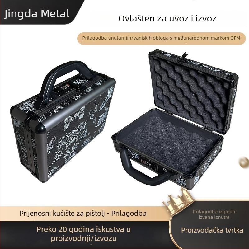 Jingda metalna kutija za alate, aluminijska legura, prijenosni sklopivi dizajn, kutija za pohranu alata