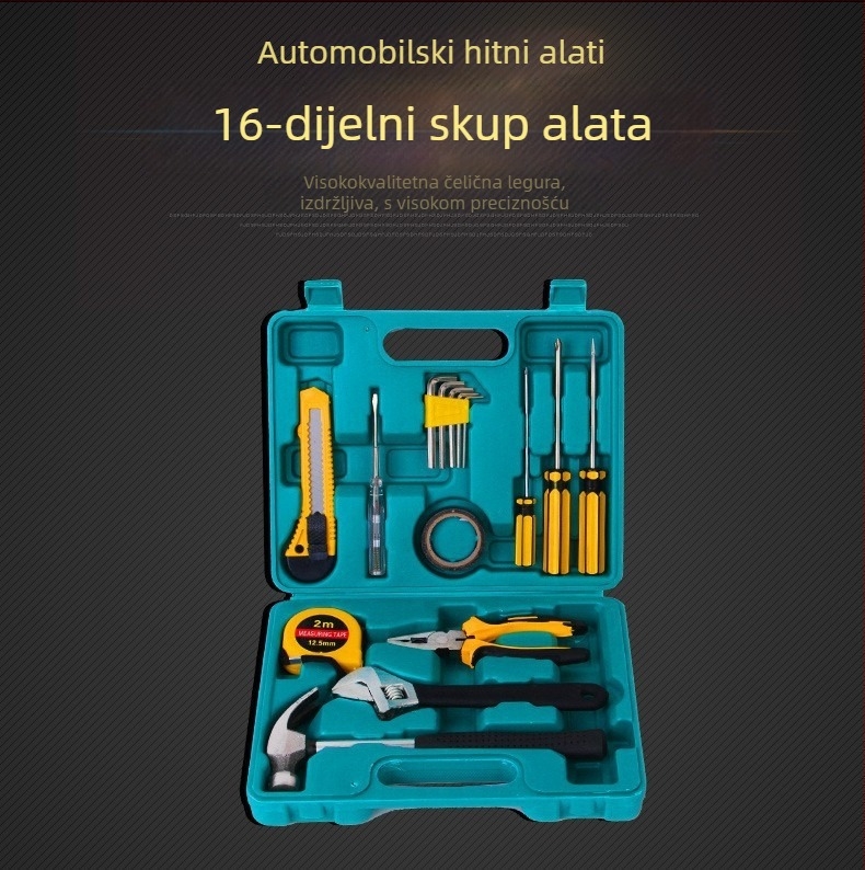 16-dijelni set alata za automobil i dom, od legirane čeli, težina 1,36 kg