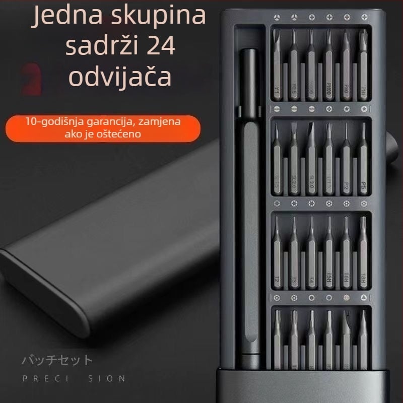 24-dijelni set odvijača od karbonskog čelika za popravak računala, mobitela i tableta uz odvojive male vijke