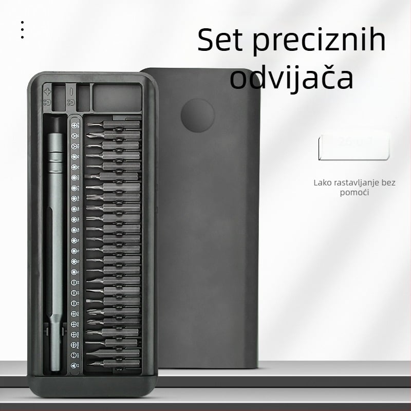 Višenamjenski set alata za popravak računala, naočala i mobitela – 26 dijelova, 4 mm bitovi, magnetski, od S2 alata čelika, bez izolacije