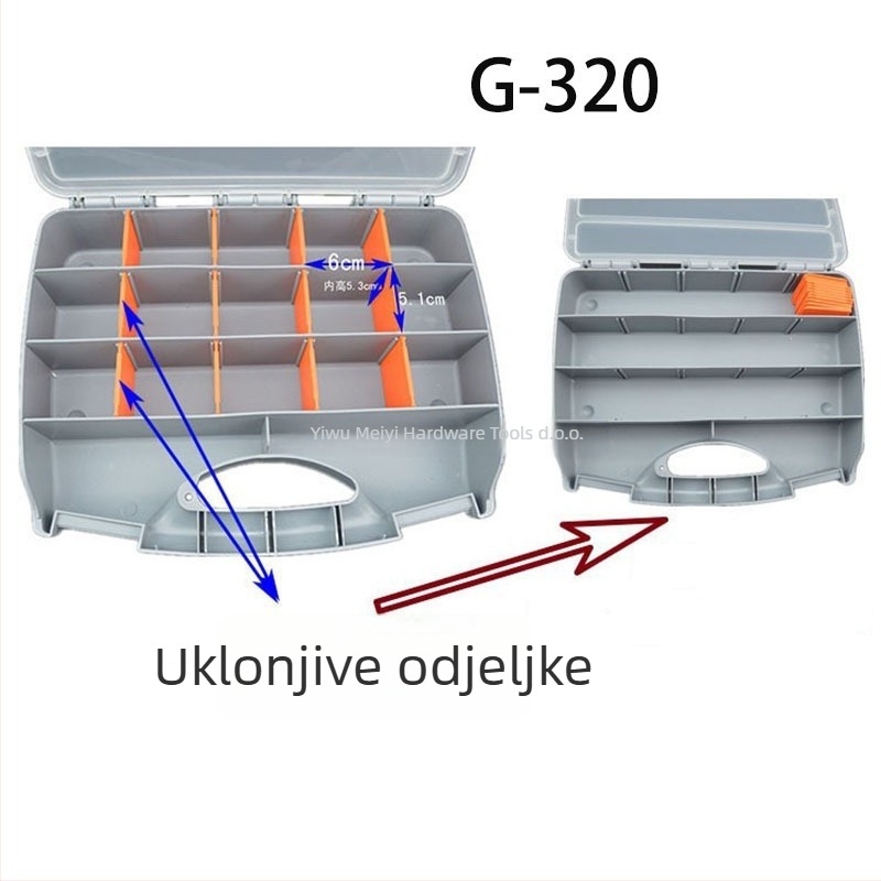 Plastična kutija za alate s prozirnim poklopcem za pohranu dijelova i alata
