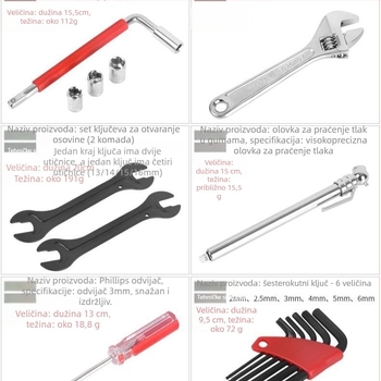 Cjeloviti set alata za bicikl za popravak planinskog bicikla – Materijal: PP; Namjena: Popravak strojeva; Marka: Other