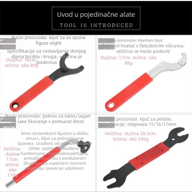 Cjeloviti set alata za bicikl za popravak planinskog bicikla – Materijal: PP; Namjena: Popravak strojeva; Marka: Other