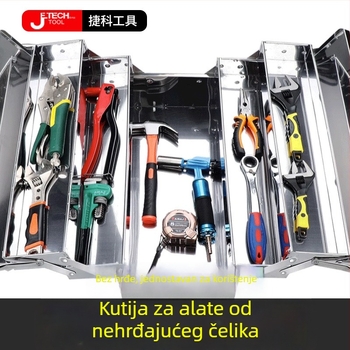Kutija za alate od nehrđajućeg čelika, višeslojna sklopiva prijenosna kutija za pohranu, za kuću i automobil, veliki kapacitet