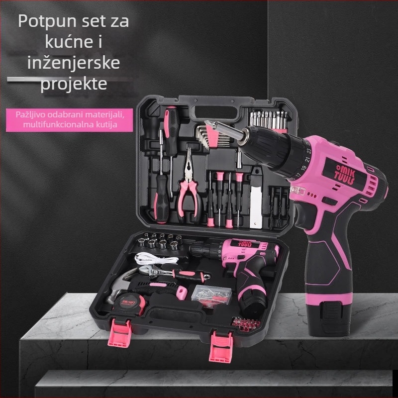 Eurokingtools set alata u kutiji, karbonska čelika, 152 dijela, serija električnih bušilica, za kućne popravke i drvorezbarstvo