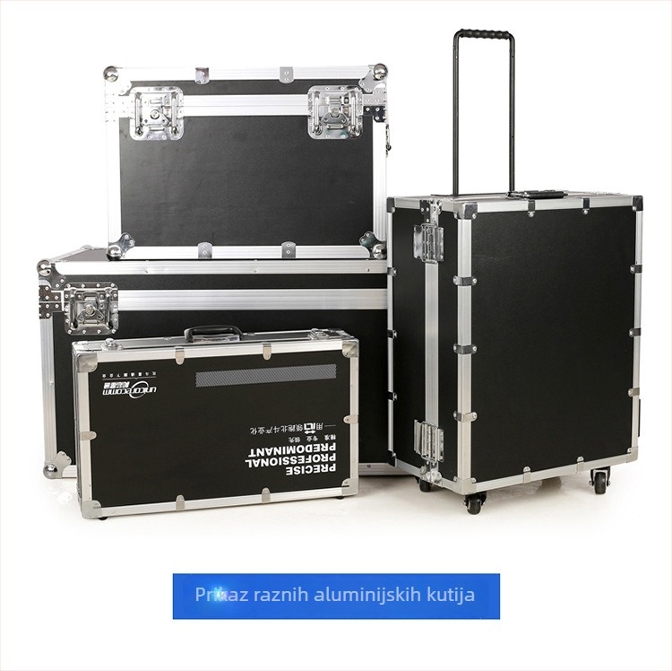 Kutija alata od aluminijske legure s vučnom ručkom – flight case, prijenosna kutija za alate za medicinsku opremu, mogućnost tiskanja logotipa