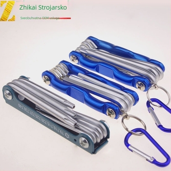 Sklopivi set šesterokutnih ključeva s aluminijskom ručkom, 40Cr materijal, metalna kućišta, za popravak bicikla