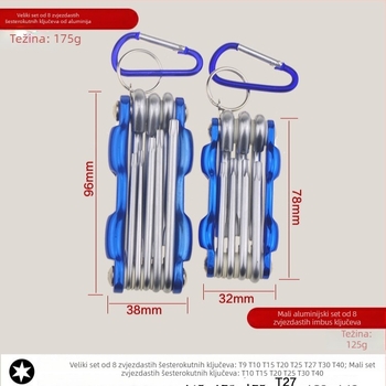Sklopivi set šesterokutnih ključeva s aluminijskom ručkom, 40Cr materijal, metalna kućišta, za popravak bicikla