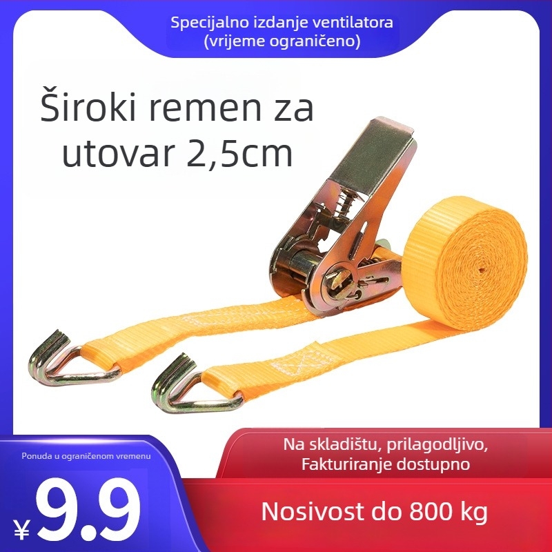 Poliester pojas za vezivanje s napinjačem, nosivost 1000 kg, čvrstoća kidanja 800-1000 kg, SGS i CCS certifikati