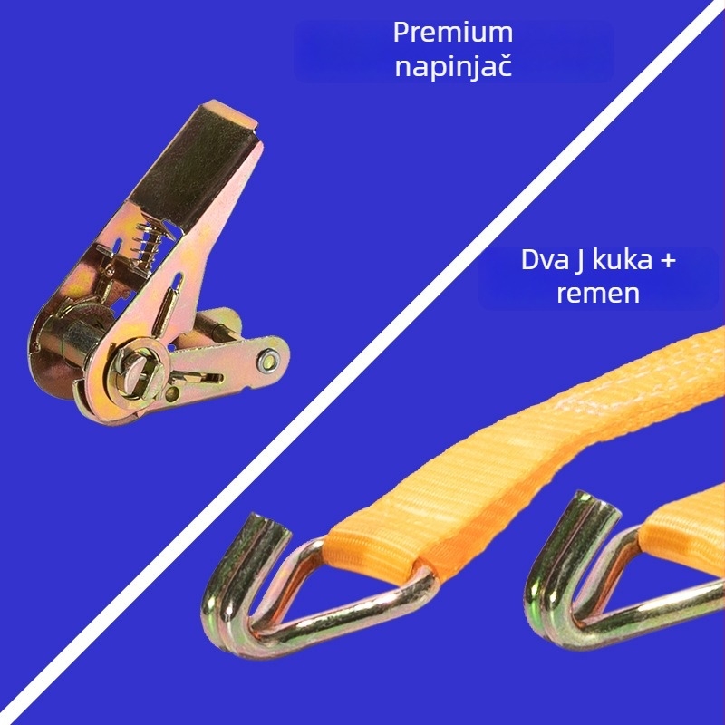 Poliester pojas za vezivanje s napinjačem, nosivost 1000 kg, čvrstoća kidanja 800-1000 kg, SGS i CCS certifikati