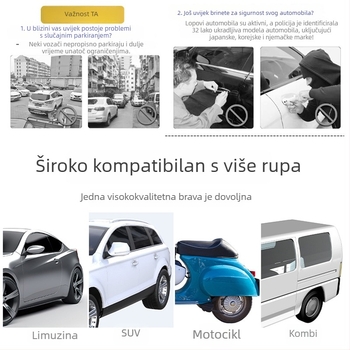 Katanac za kotač automobila, 304 nehrđajući čelik, cilindar protiv provale