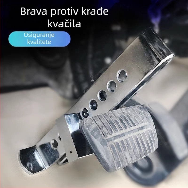 Brava za kvačilo i pedale automobila s zaštitom od krađe volana; prilagodljiva teleskopska U-oblik brava