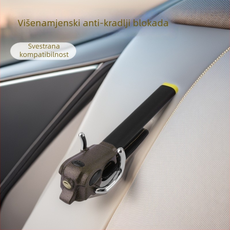 Brava za volan automobila - višenamjenska anti-kradna, metalna U-oblik brava, model 287, univerzalna, bakreno jezgro