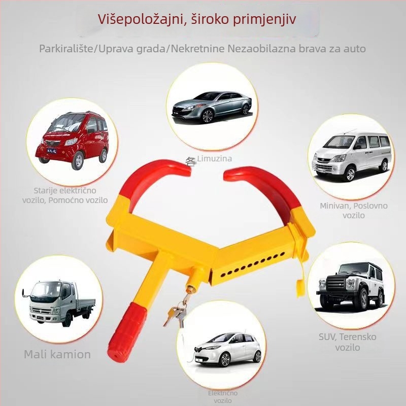Klip za zaključavanje automobilske gume, pojačan dizajn protiv udaraca, univerzalni zemni blokator za parkirna mjesta