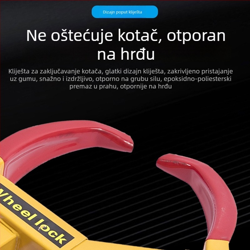 Katanac za auto kotač, čvrsti klip-tip brave, od nehrđajućeg čelika 304, protivkrađa, cilindar anti-pry, regulator 9–12 rupa, kompatibilan s većinom modela automobila