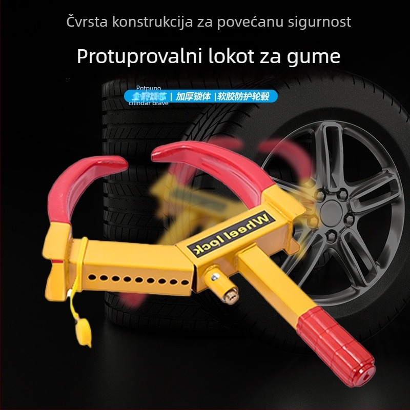 Katanac za auto kotač, čvrsti klip-tip brave, od nehrđajućeg čelika 304, protivkrađa, cilindar anti-pry, regulator 9–12 rupa, kompatibilan s većinom modela automobila