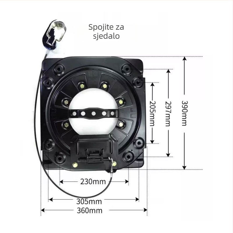 Sjedalna baza s 90° zaključavanjem, univerzalna kompatibilnost; model: Pull wire rotating chassis; materijal: čelik; marka: Shengrong