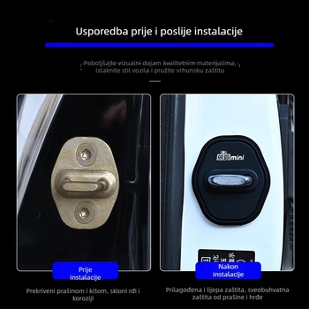 Zaštitni poklopac za bravu vrata automobila sa silikonskom jastučićem za ublažavanje vibracija, kompatibilno s Geely Panda Mini, marke Curtain Mark