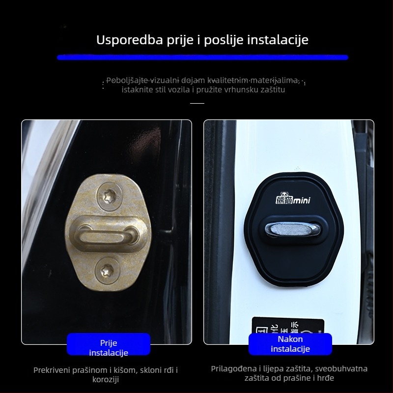 Zaštitni poklopac za bravu vrata automobila sa silikonskom jastučićem za ublažavanje vibracija, kompatibilno s Geely Panda Mini, marke Curtain Mark