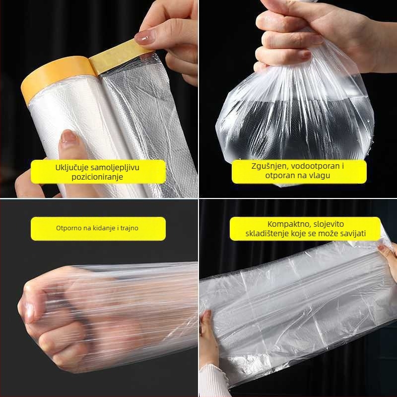 Dust-proof spray masking film za zaštitu automobila i namještaja — debljina 0,5, materijal PE film, baza: PE film + papir, snažno ljepilo, prozirnost 80%