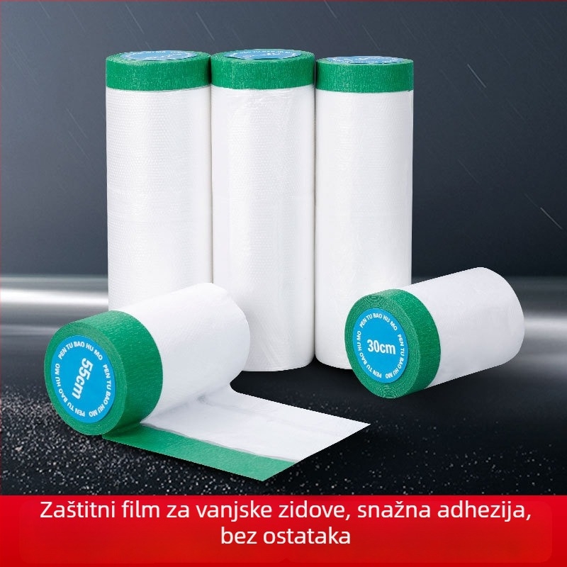 Vanjski maskirajući film s elektrostatičkim prianjanjem – PE, jaka viskoznost, srednja debljina, unutarnja upotreba za prašenje namještaja i zaštitu pri bojanju automobila