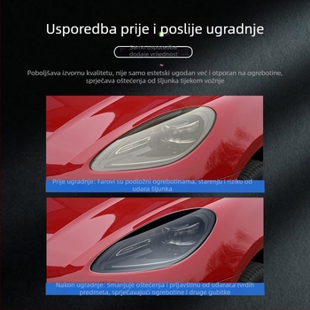 TPU prozirni film za farove Porsche — zaštitni film s promjenom boje, tamno crna