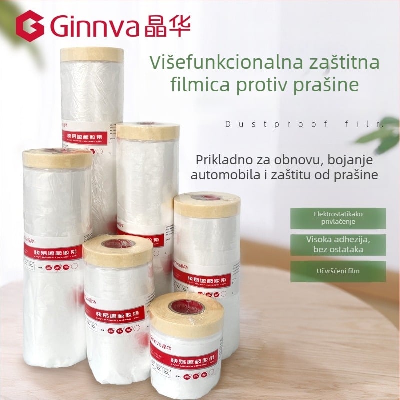 Jednokratna prozirna maskirajuća folija za lakiranje automobila i uređenje namještaja, PE, 7,5 μm, 95% propusnost svjetla, ljepilo osjetljivo na pritisak, visoka viskoznost