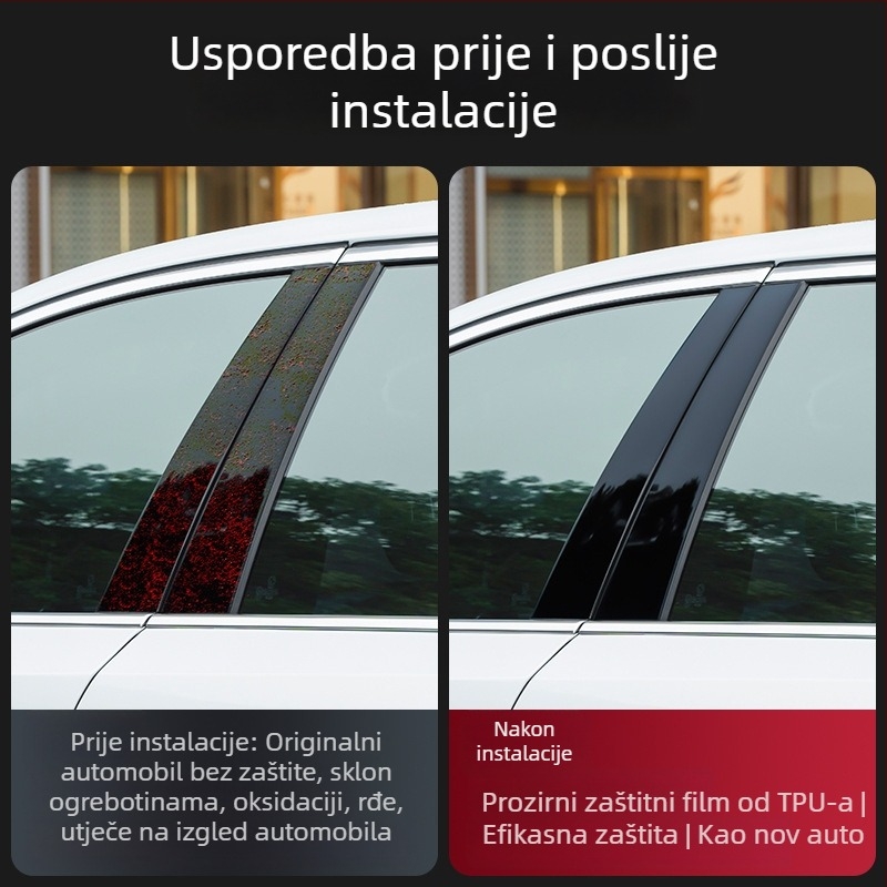 Folia za zaštitu središnjeg stupa Leapmotor C01/C11/C10/C16 — Zaštita B-stupa prozora, protiv ogrebotina, otporna na habanje, visoka razlučivost, ljepiljiva traka