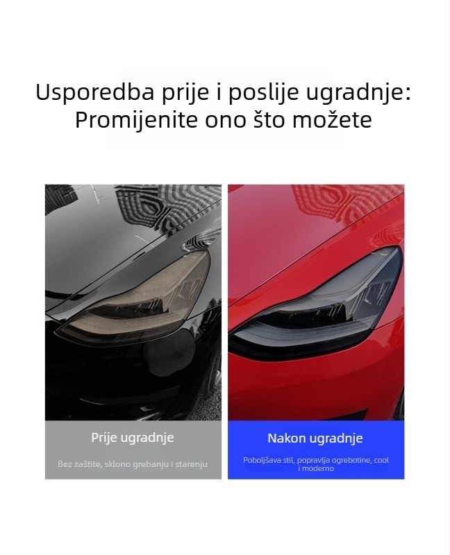 TPU zaštitni film za prednja i stražnja svjetla Tesla Model 3, Model Y, Model X i Model S – folija za promjenu boje, tamni efekt