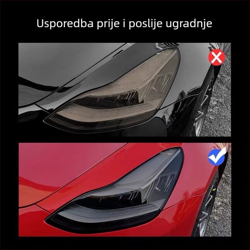 TPU zaštitni film za prednja i stražnja svjetla Tesla Model 3, Model Y, Model X i Model S – folija za promjenu boje, tamni efekt