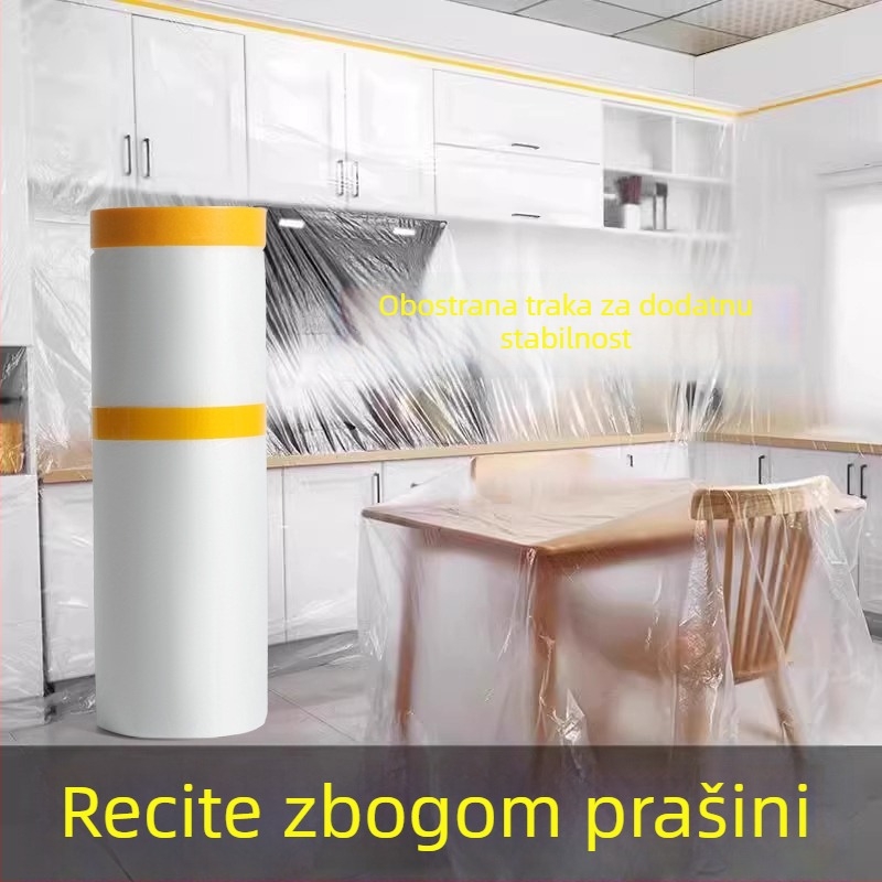 Jednokratna zaštitna folija protiv prašine za kućnu upotrebu, folija za maskiranje pri lakiranju, debeľa PE folija, zaštita namještaja