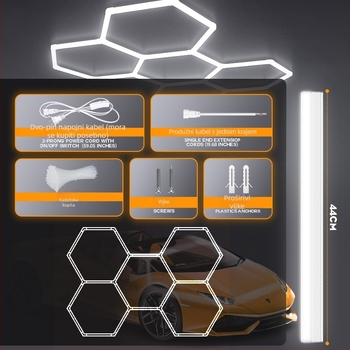 Šesterokutna LED garažna svjetiljka s pčelinjim saćem, model Garage Light-0024, 168W, 100 lm/W, 50 000 h, AC 100-265 V