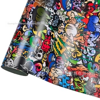 Self-adhesive folija za auto wrap s graffiti karikaturnim dizajnom za automobile i električne motocikle (PVC, Aristo)