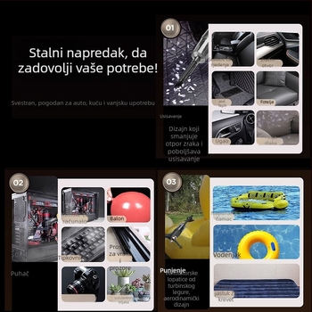 Bežični automobilski usisavač s ugrađenom baterijom 1001–1600 mAh, 90 W, tlak usisavanja ≥25 kPa